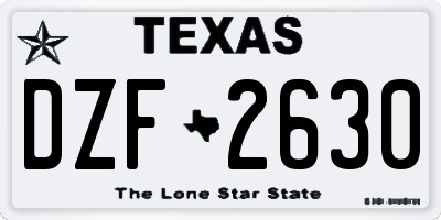 TX license plate DZF2630