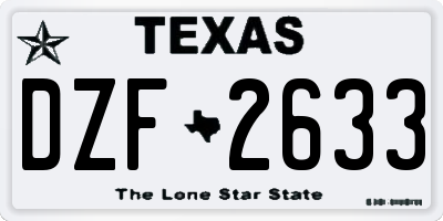 TX license plate DZF2633