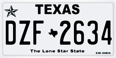 TX license plate DZF2634