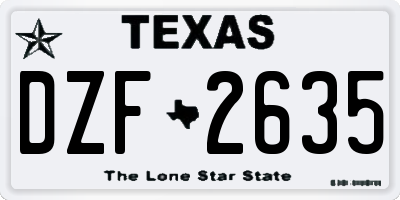 TX license plate DZF2635
