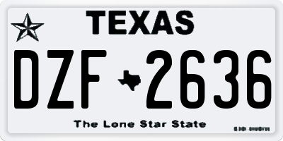 TX license plate DZF2636
