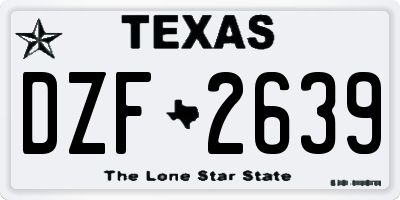 TX license plate DZF2639