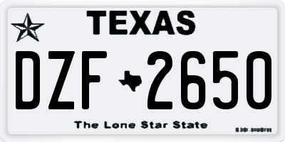 TX license plate DZF2650