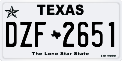 TX license plate DZF2651
