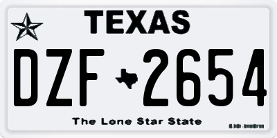 TX license plate DZF2654