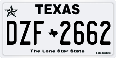 TX license plate DZF2662
