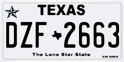TX license plate DZF2663