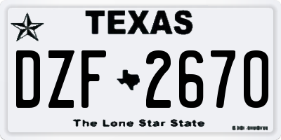 TX license plate DZF2670