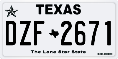 TX license plate DZF2671