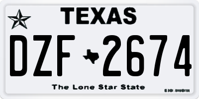 TX license plate DZF2674