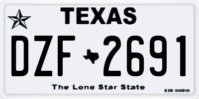 TX license plate DZF2691