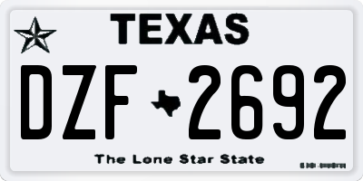 TX license plate DZF2692