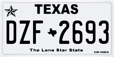 TX license plate DZF2693