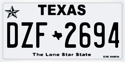 TX license plate DZF2694