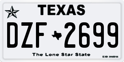 TX license plate DZF2699