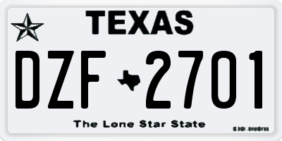 TX license plate DZF2701