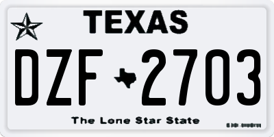 TX license plate DZF2703