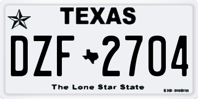 TX license plate DZF2704