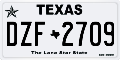 TX license plate DZF2709
