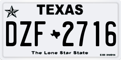 TX license plate DZF2716