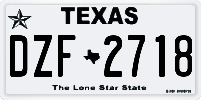 TX license plate DZF2718