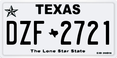 TX license plate DZF2721