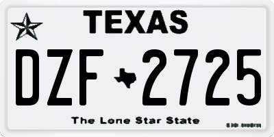 TX license plate DZF2725