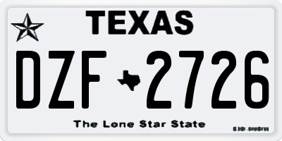 TX license plate DZF2726
