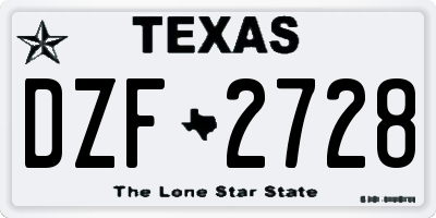 TX license plate DZF2728