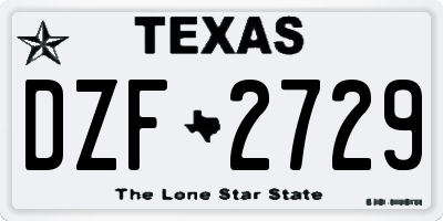 TX license plate DZF2729