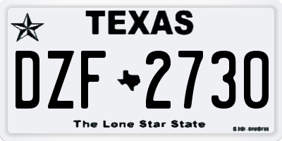 TX license plate DZF2730