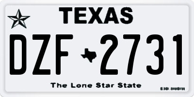 TX license plate DZF2731