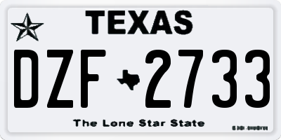 TX license plate DZF2733