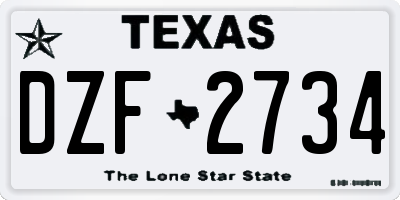TX license plate DZF2734