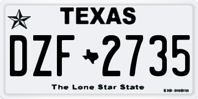 TX license plate DZF2735