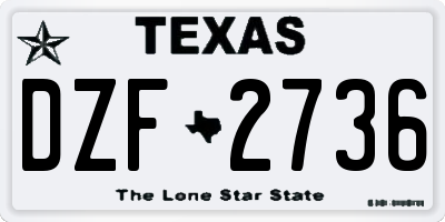 TX license plate DZF2736