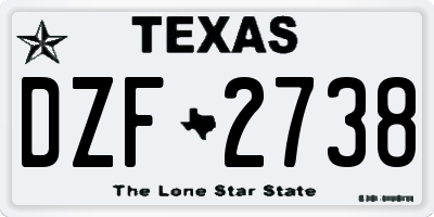 TX license plate DZF2738