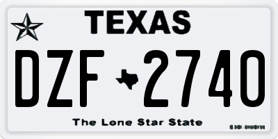 TX license plate DZF2740