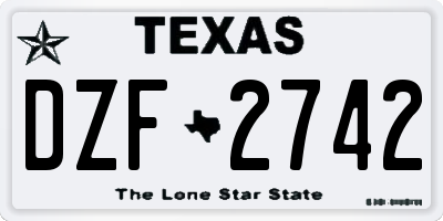 TX license plate DZF2742