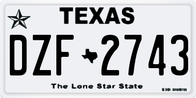 TX license plate DZF2743