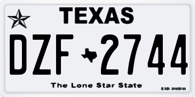 TX license plate DZF2744