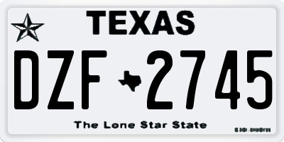 TX license plate DZF2745