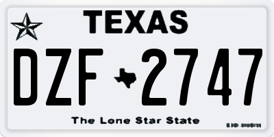 TX license plate DZF2747
