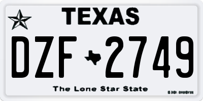 TX license plate DZF2749