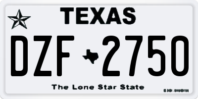 TX license plate DZF2750