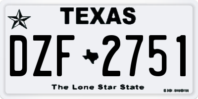 TX license plate DZF2751