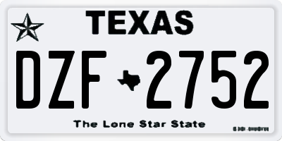 TX license plate DZF2752