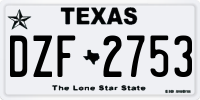 TX license plate DZF2753
