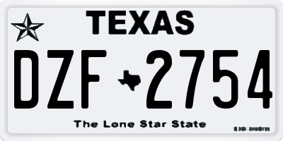 TX license plate DZF2754