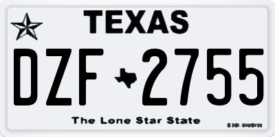 TX license plate DZF2755